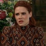 Sally’s orange printed dress on The Young and the Restless