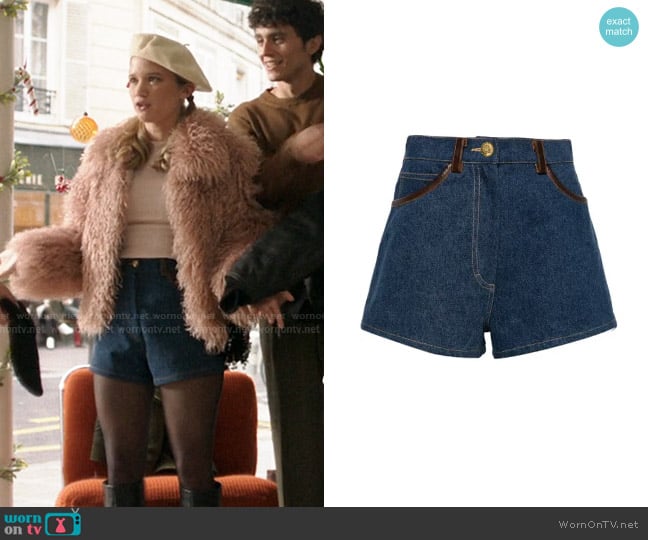Sandro Nevada Blue Denim Shorts worn by Taylor Jewel (Rain Spencer) on The Summer I Turned Pretty