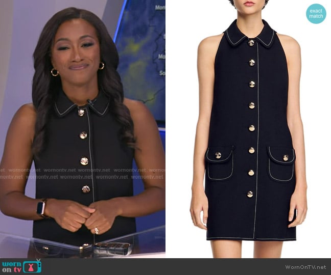 Sandro Peter Pan Collar Mini Dress worn by Brittany Bell on Good Morning America