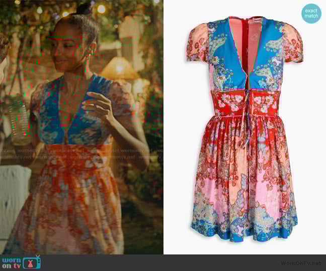 Sandro Printed Mini Dress worn by Brigitte Russell-Bailey (Shalom Brune-Franklin) on The Girlfriend