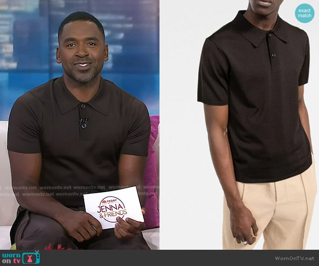 Sandro Short-Sleeve Knitted Polo Shirt worn by Justin Sylvester on Today