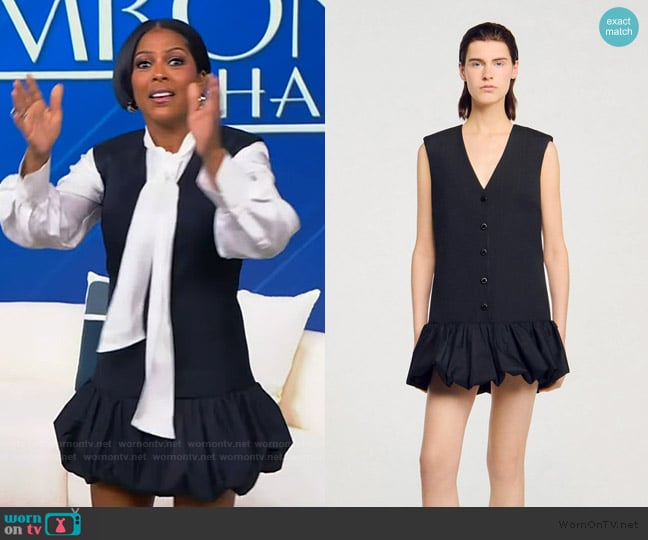 Sandro Short Tailored Dress with Ruffle worn by Tamron Hall on Tamron Hall Show