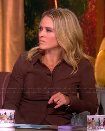 Sara’s brown corduroy pants and shirt on The View