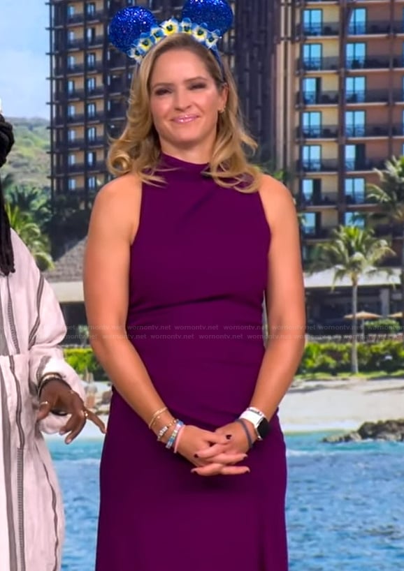 Sara’s purple cowl neck dress on The View