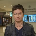 Stephanie’s navy top and leather jacket on Today