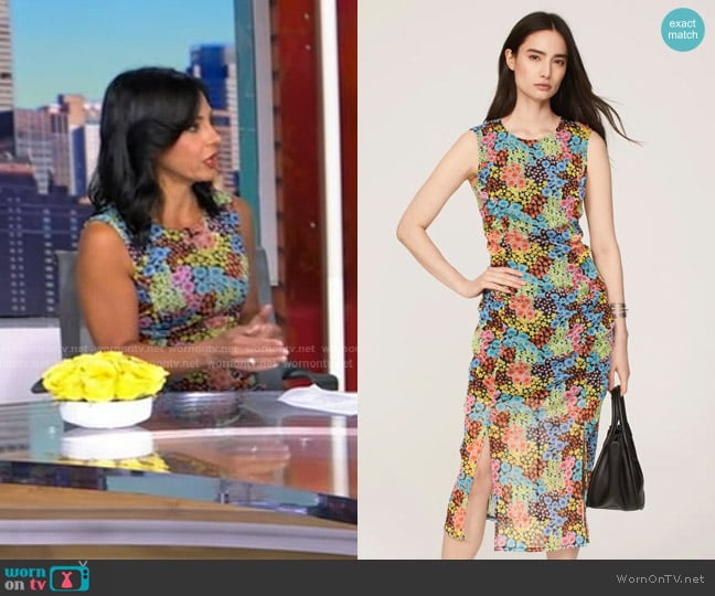 Saunders x RTR Floral Mesh Midi Dress worn by Dr. Tara Narula on Good Morning America
