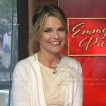 Savannah’s beige ruched top and floral lace skirt on Today