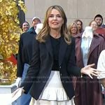 Savannah’s black blazer and white tiered skirt on Today