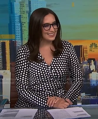 Savannah's black polka dot wrap dress on NBC News Daily