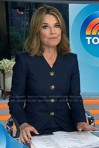Savannah’s v-neck denim jacket and pants on Today