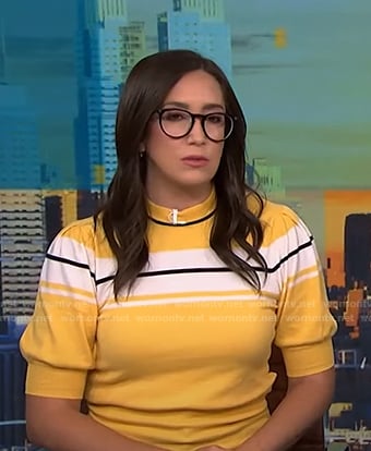 Savannah’s yellow striped short sleeve sweater on NBC News Daily