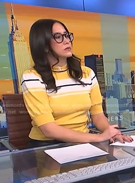 Savannah’s yellow striped short sleeve sweater on NBC News Daily