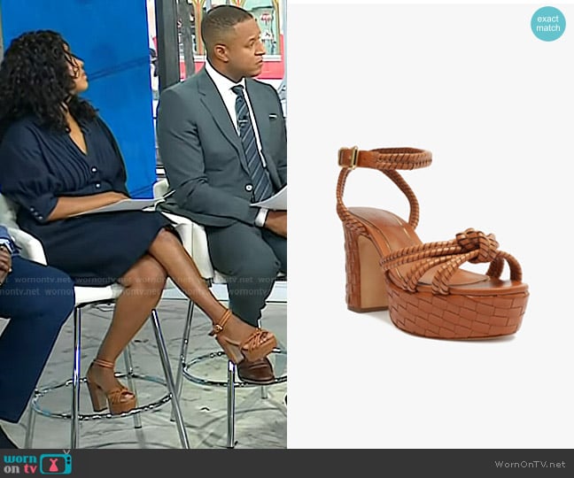 Schutz Kareena Woven Platform in Brown worn by Sheinelle Jones on Today