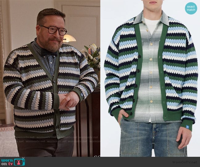 Scotch & Soda Stripe Open Stitch Cardigan worn by Howard (Michael Cyril Creighton) on Only Murders in the Building