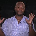 Scott’s blue printed shirt on Access Hollywood