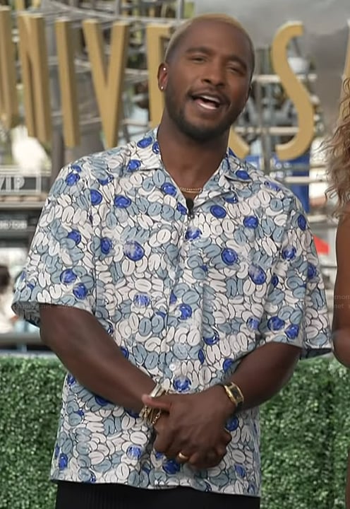 Scott's floral print shirt on Access Hollywood
