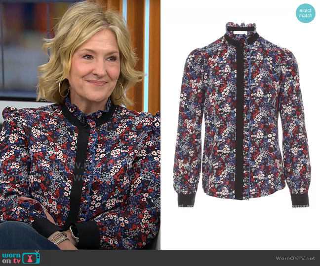See by Chloe Floral Silk Blouse worn by Brené Brown on CBS Mornings