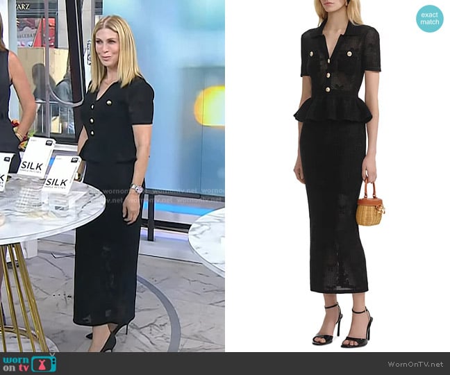 Self-Portrait Black Bow Crochet Midi Dress worn by Jill Martin on Today
