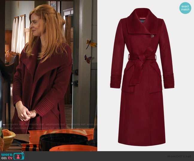 Sentaler Shawl Collar Wrap Coat worn by Katherine Walter (Sarah Rafferty) on My Life with the Walter Boys