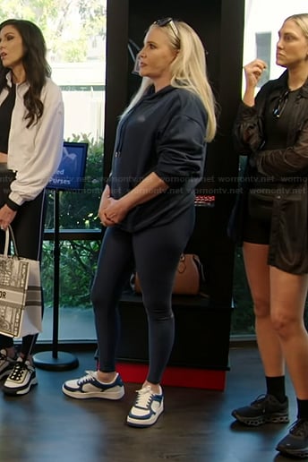 Shannon’s navy hoodie and leggings on The Real Housewives of Orange County