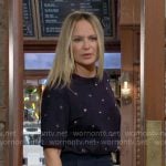 Sharon’s navy grommet stud top on The Young and the Restless