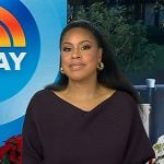 Sheinelle’s burgundy ribbed sweater and pleated skirt on Today