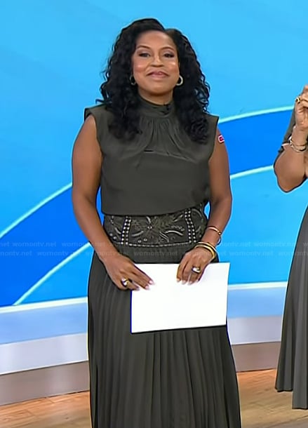 Sheinelle Jones’s green embroidered dress on Today