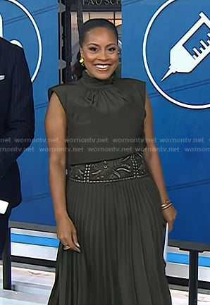 Sheinelle Jones's green embroidered dress on Today