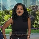 Sheinelle’s dark brown sleeveless sheath dress on Today