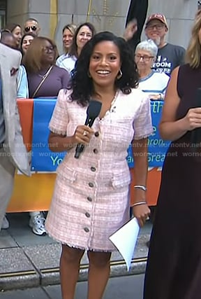 Sheinelle's pink tweed dress on Today