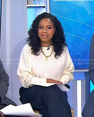 Sheinelle's white boatneck sweater on Today