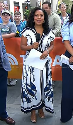 Sheinelle’s white print midi dress on Today