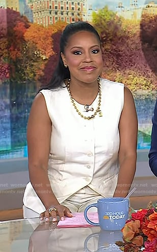 Sheinelle's white vest and pants on Today