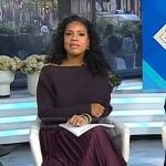 Sheinelle’s burgundy ribbed sweater and pleated skirt on Today