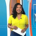Sheinelle’s yellow short sleeve cardigan and jeans on Today