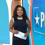 Sheinelle’s navy top and pleated maxi skirt on Today