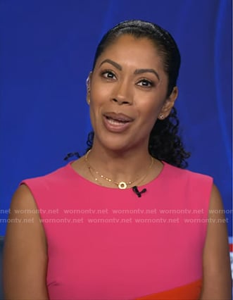 Shirleen’s pink colorblock dress on Good Morning America