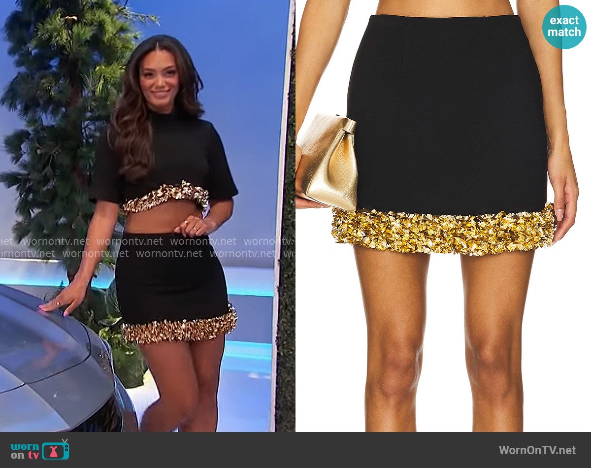 Simkhai Dua Mini Skirt worn by Alexis Gaube on The Price is Right