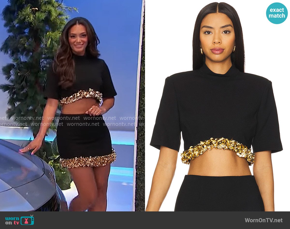 Simkhai Jalen Crop Top worn by Alexis Gaube on The Price is Right