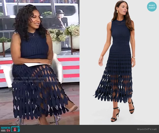 Simkhai Zyla Maxi Dress in Midnight worn by Sheinelle Jones on Today