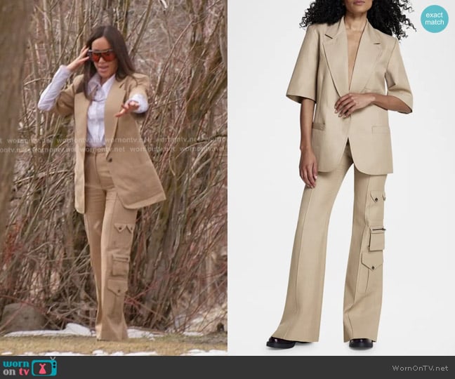 Smythe Oversized Short-Sleeve Blazer and Cargo Trouser worn by Angie Katsanevas on The Real Housewives of Salt Lake City