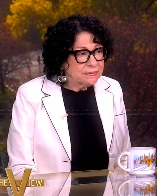 Sonia Sotomayor’s white piping blazer on The View