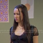 Sophia’s black swiss dot lace top on Days of our Lives