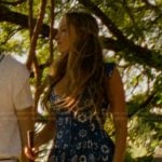 Sophia’s blue floral print mini dress on The Runarounds