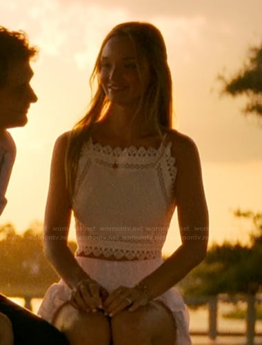 Sophia's lace trim cropped top on The Runarounds