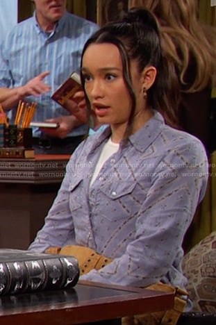 Sophia’s purple floral western shirt on Days of our Lives