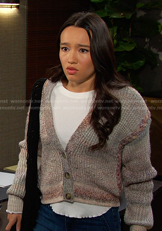 Sophia's ribbed v-neck cardigan on Days of our Lives