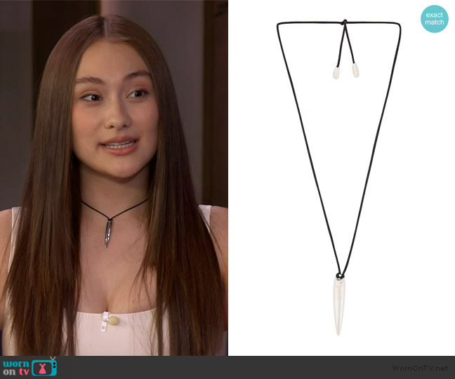 Sophie Buhai Small Spear Pendant Necklace worn by Lola Tung on Live with Kelly and Mark