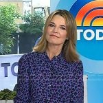 Savannah’s purple animal print blouse and black skirt on Today