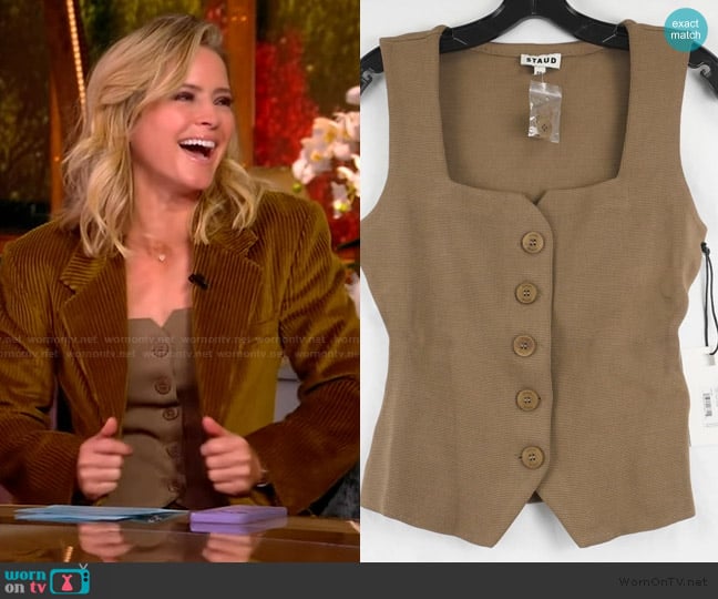 Staud Marisa Tailored Knit Button-Up Sleeveless Top worn by Sara Haines on The View